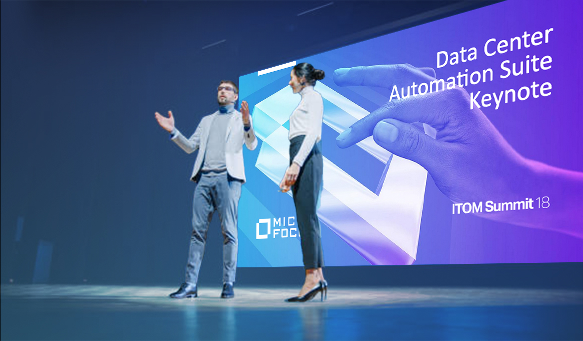 On Stage, Successful Female CEO and Male COO Speakers Present Company's New Product, Show Infographics, Statistics on Big Screen, Talk About Growth. Live Event, Tech Startup, Business Conference
